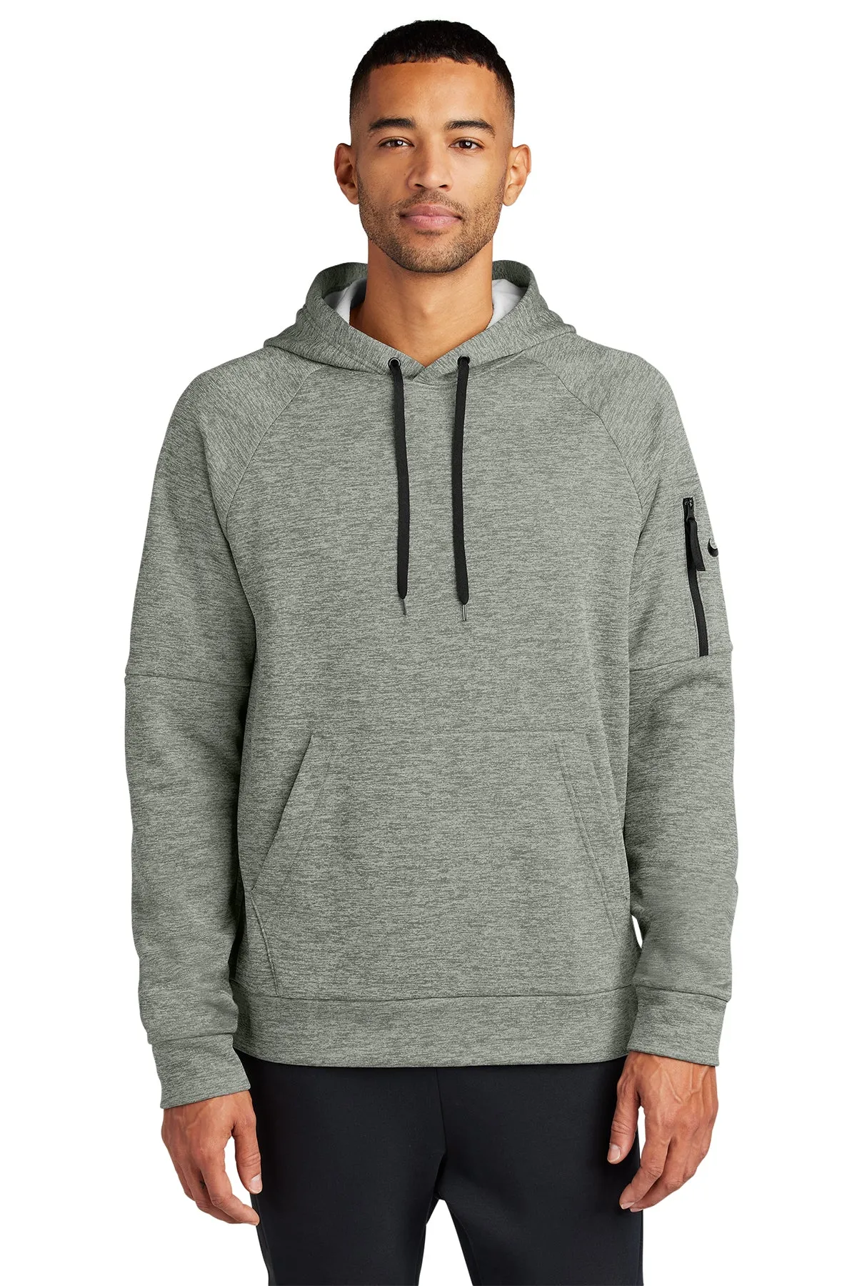 Nike Therma-FIT Pocket Pullover Branded Hoodies, Dark Grey Heather