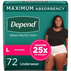 Open Box - Depend Fresh Protection Adult Incontinence Underwear for Women - Maximum Absorbency  - L - Blush - 72ct