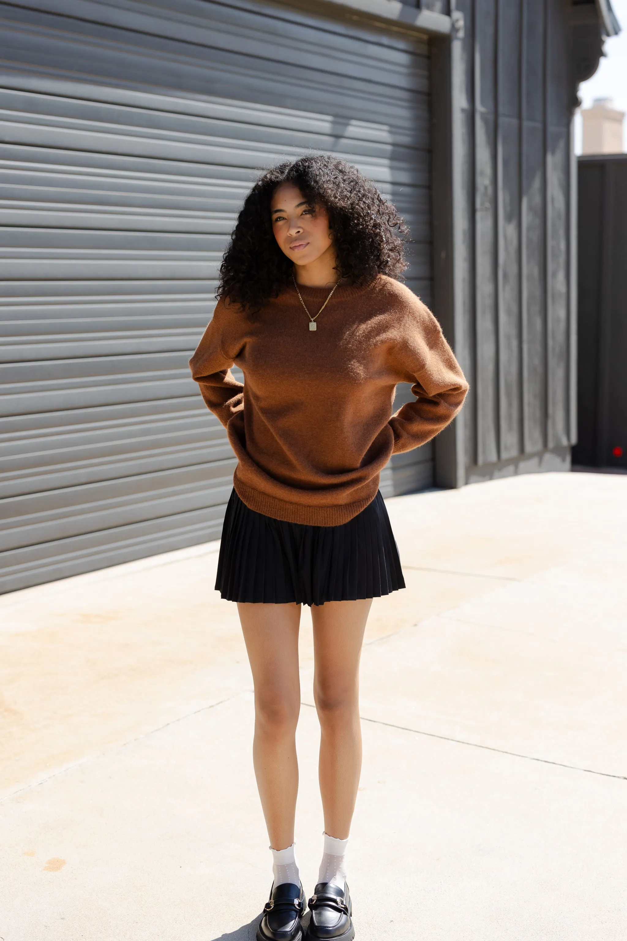 Oversized Knit Crew Neck Sweater