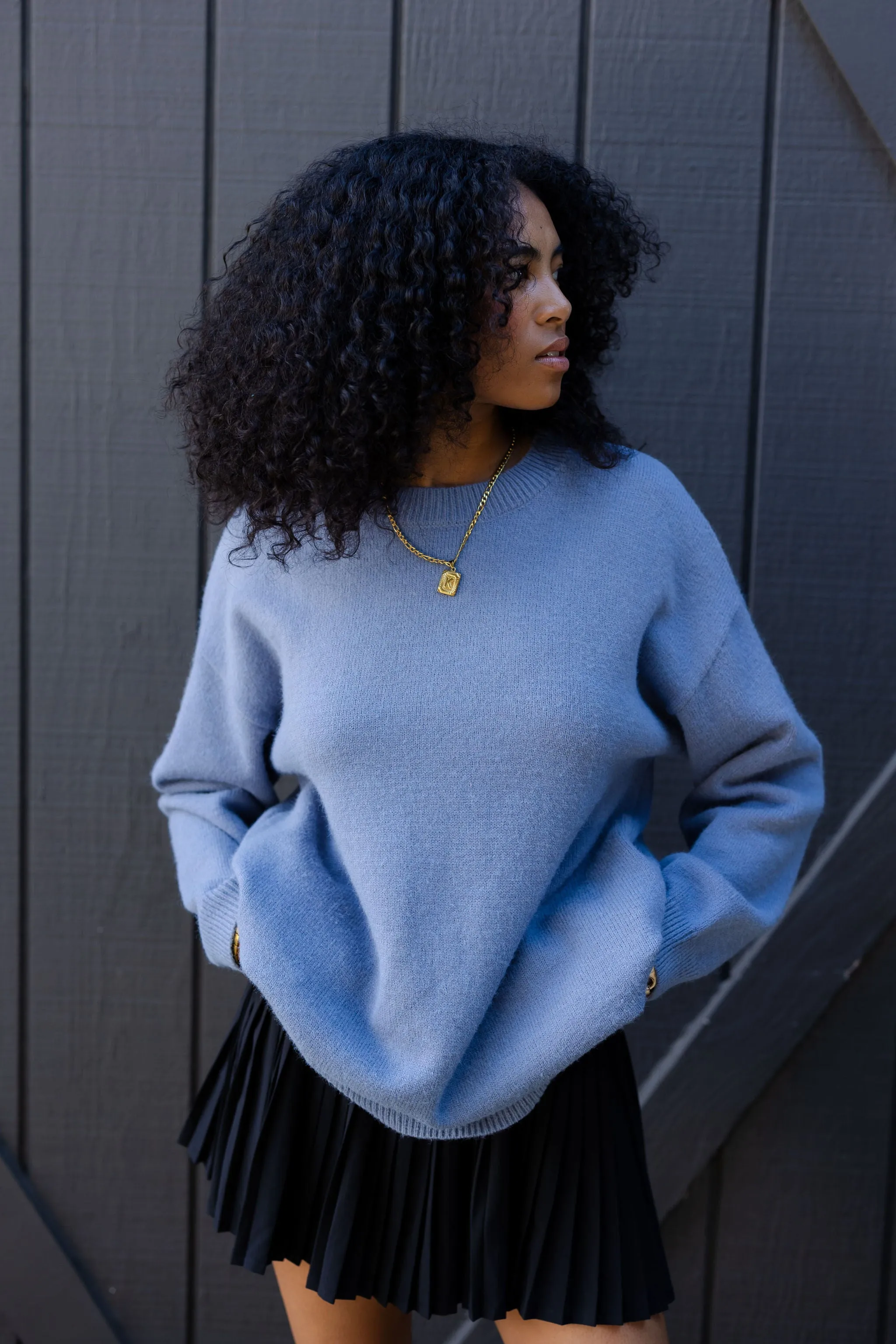 Oversized Knit Crew Neck Sweater