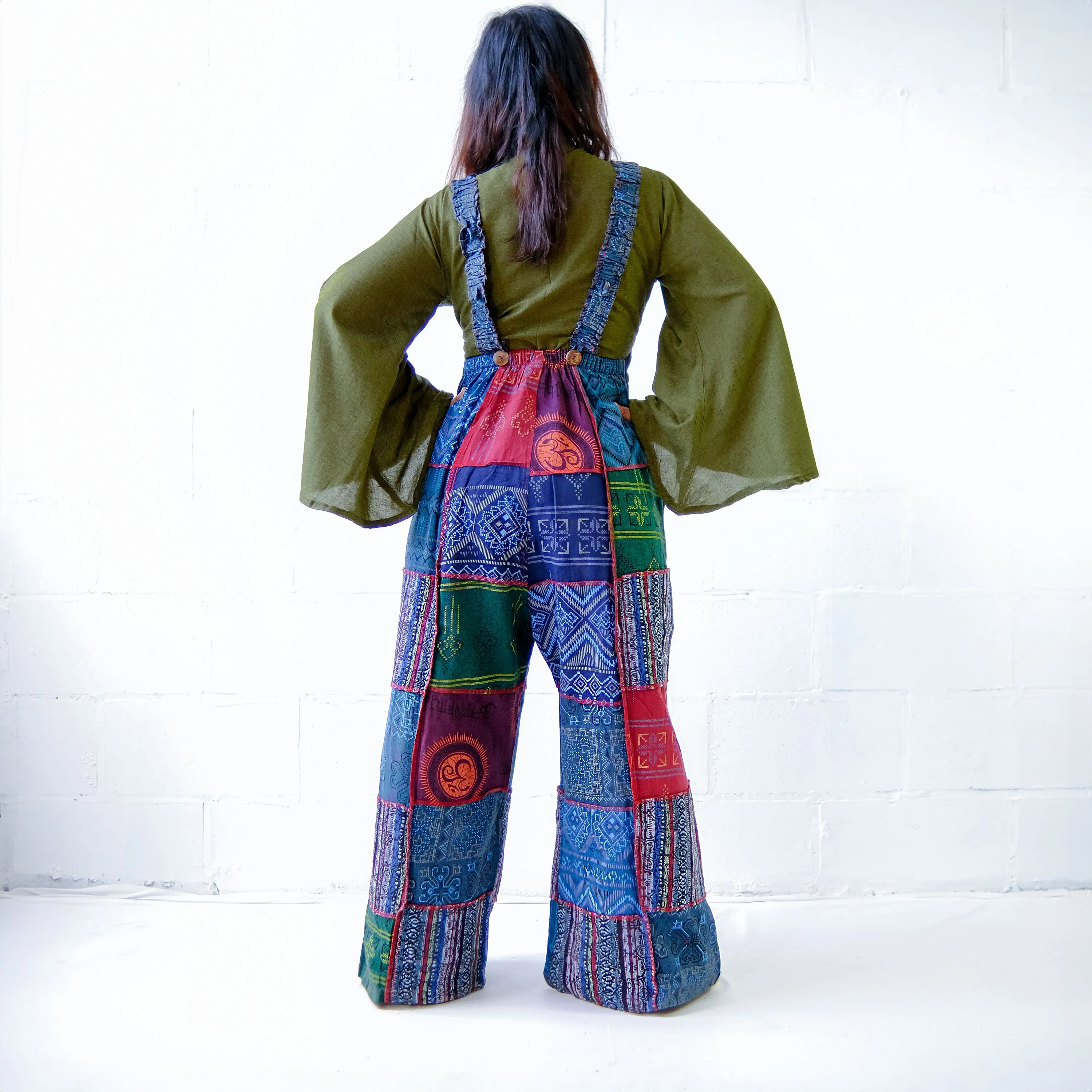 Patchwork Multicolor Bohemian Wide Leg Jumpsuit