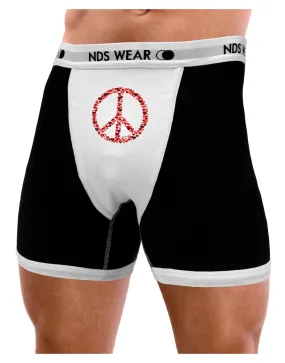 Peace Sign Hearts Red Mens Boxer Brief Underwear