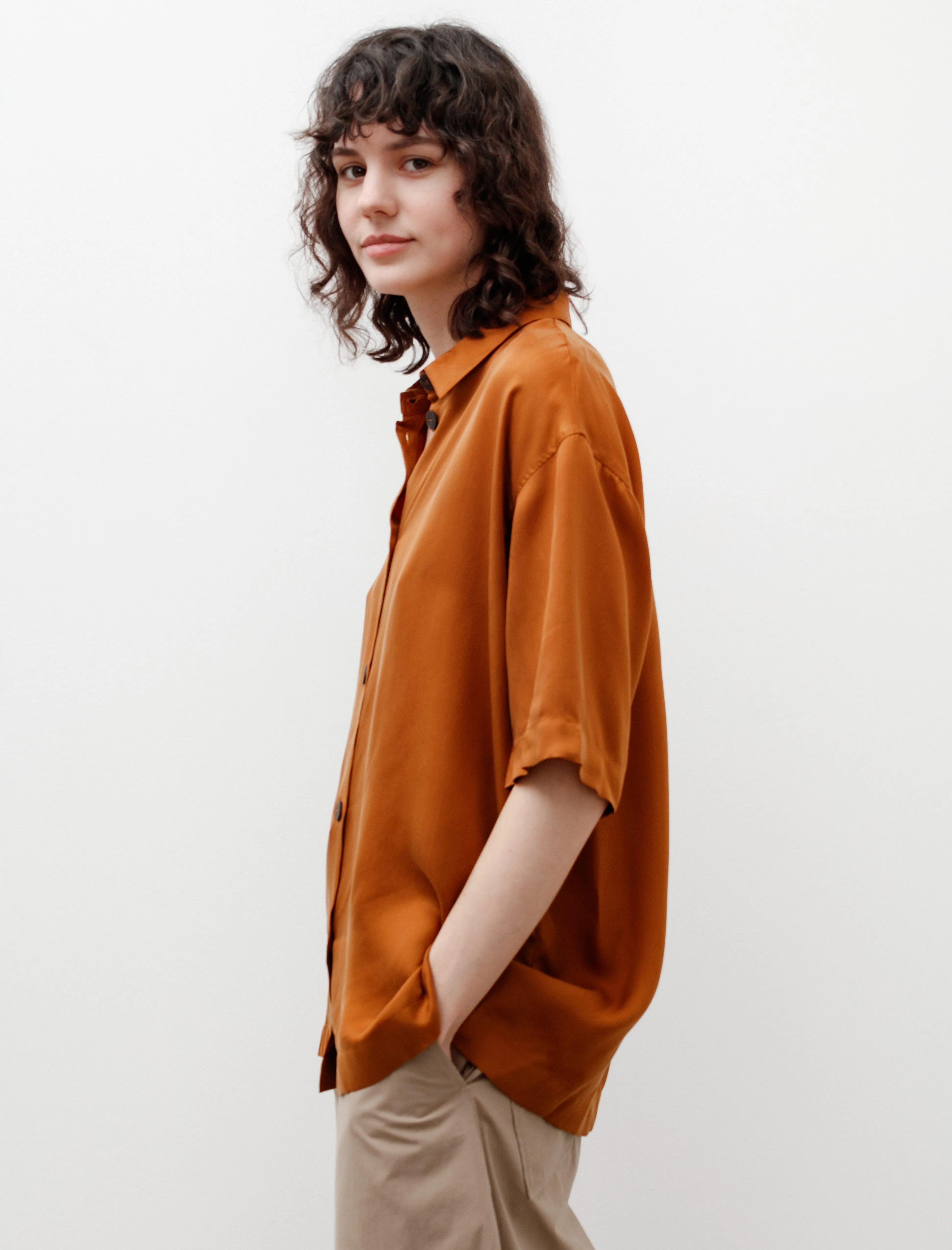 Piero Shirt Satin Cupro Amber