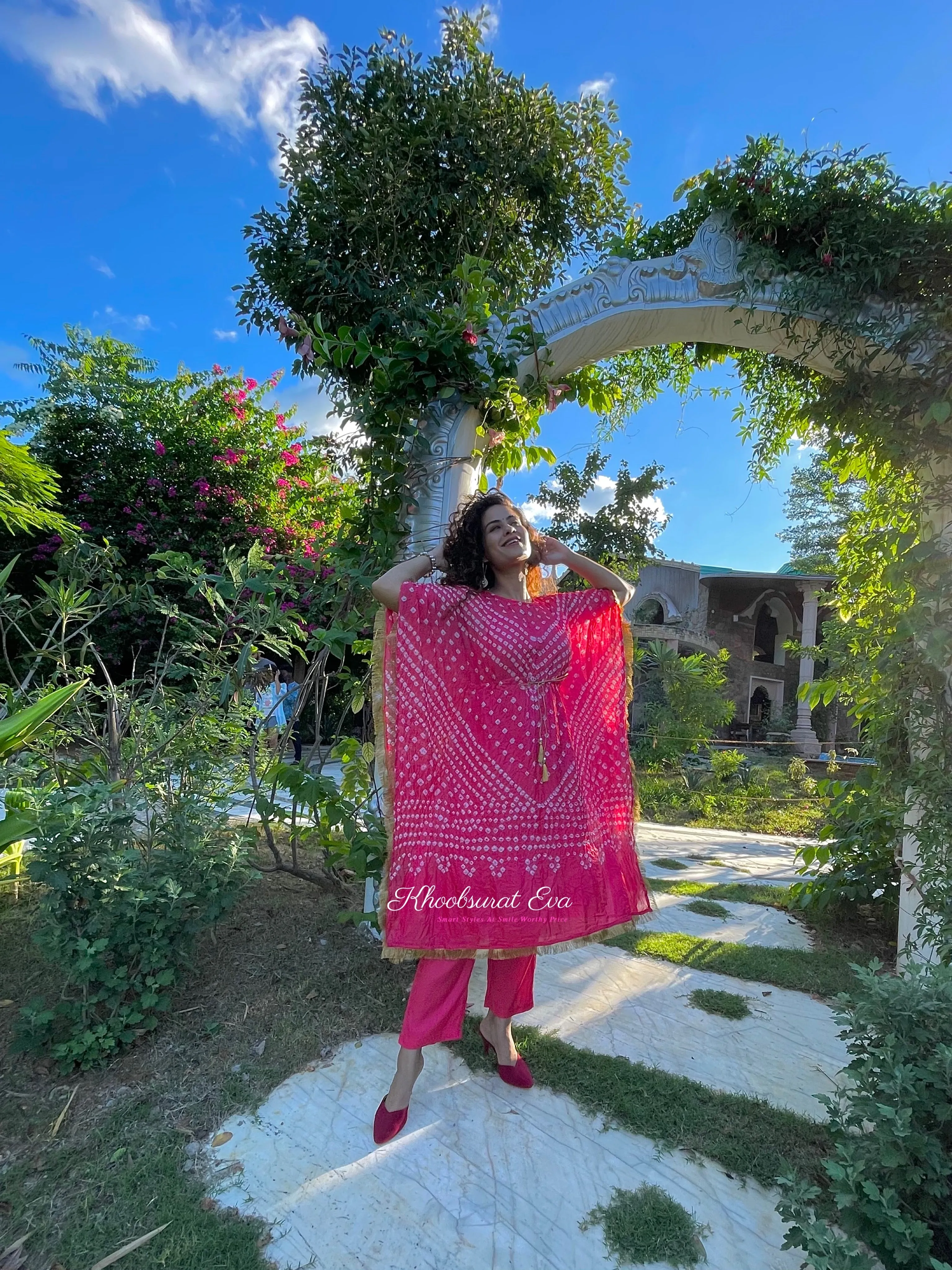 Pink City Silk Printed Kaftan Tunic Set