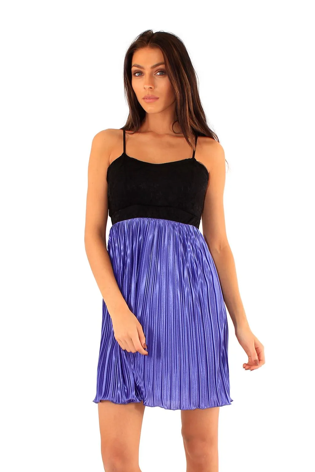 Pleated Satin Skirt Dress