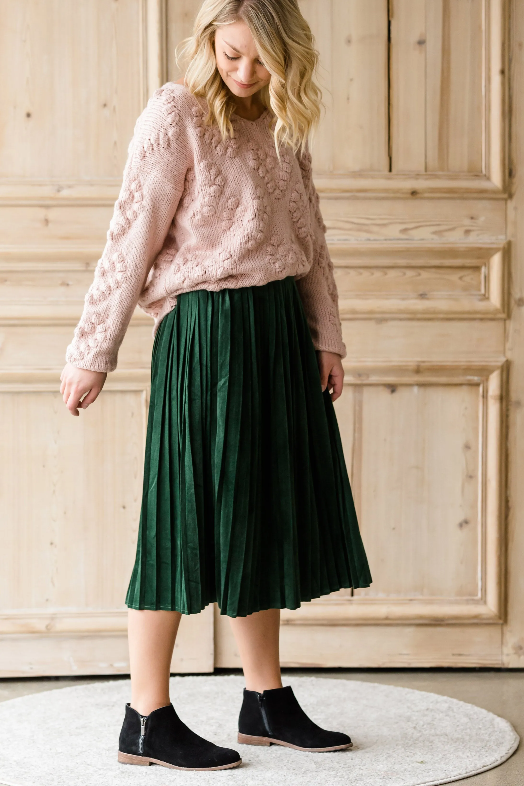 Pleated Velvet Midi Skirt - FINAL SALE