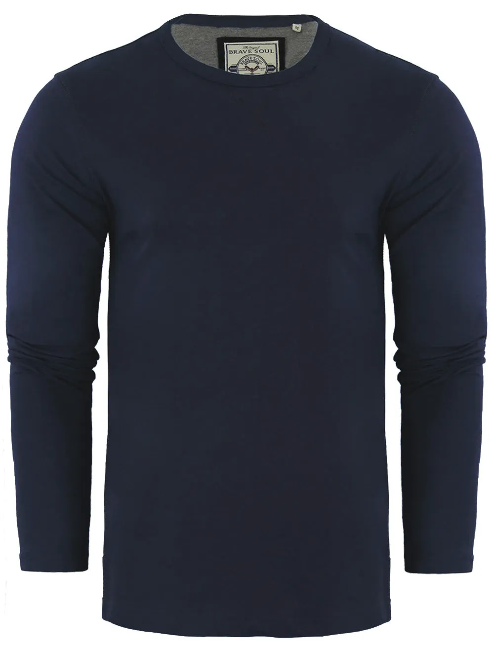 PragueB Long Sleeve Cotton Jersey Top in Navy