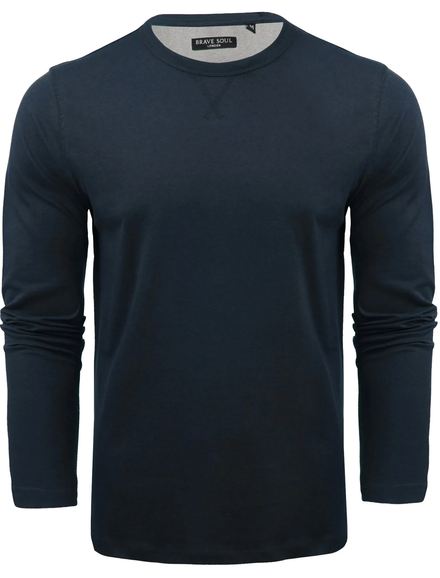 PragueD Long Sleeve Cotton Jersey Top in Navy