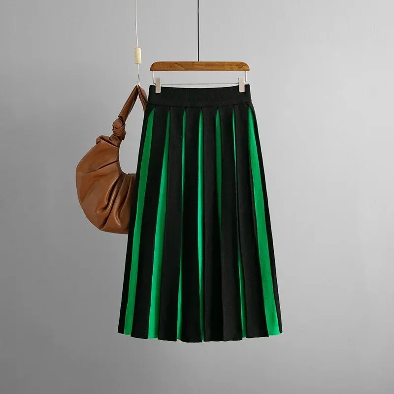 Pre Order:  Black Striped Knitted Long Skirt