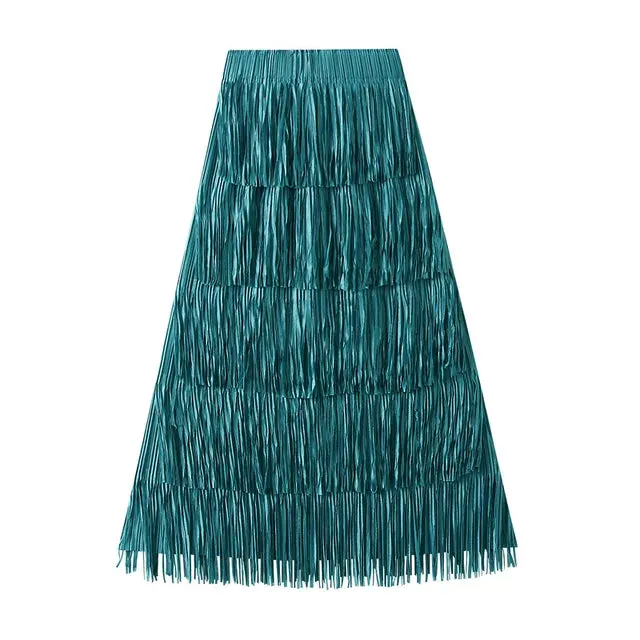 Pre Order:  Fringe Stretch Waist Pleated Skirt