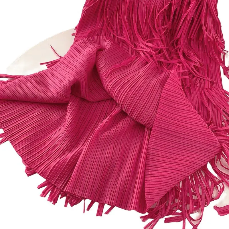 Pre Order:  Fringe Stretch Waist Pleated Skirt