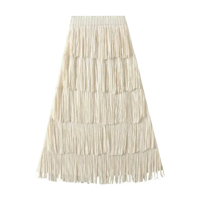 Pre Order:  Fringe Stretch Waist Pleated Skirt