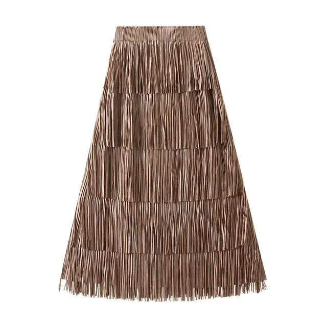 Pre Order:  Fringe Stretch Waist Pleated Skirt