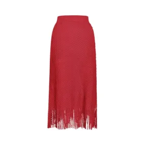 Pre Order:  Fringed Bottom Pleated Midi Skirt