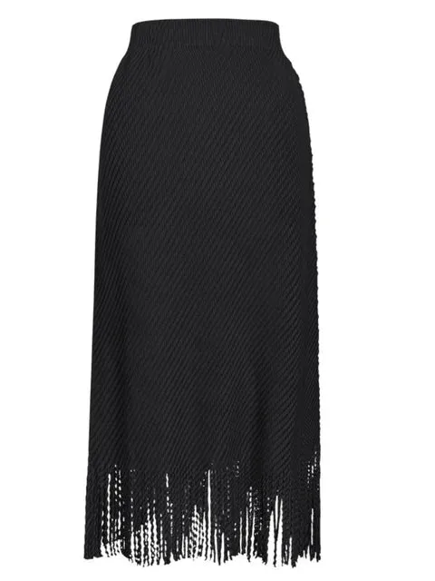 Pre Order:  Fringed Bottom Pleated Midi Skirt