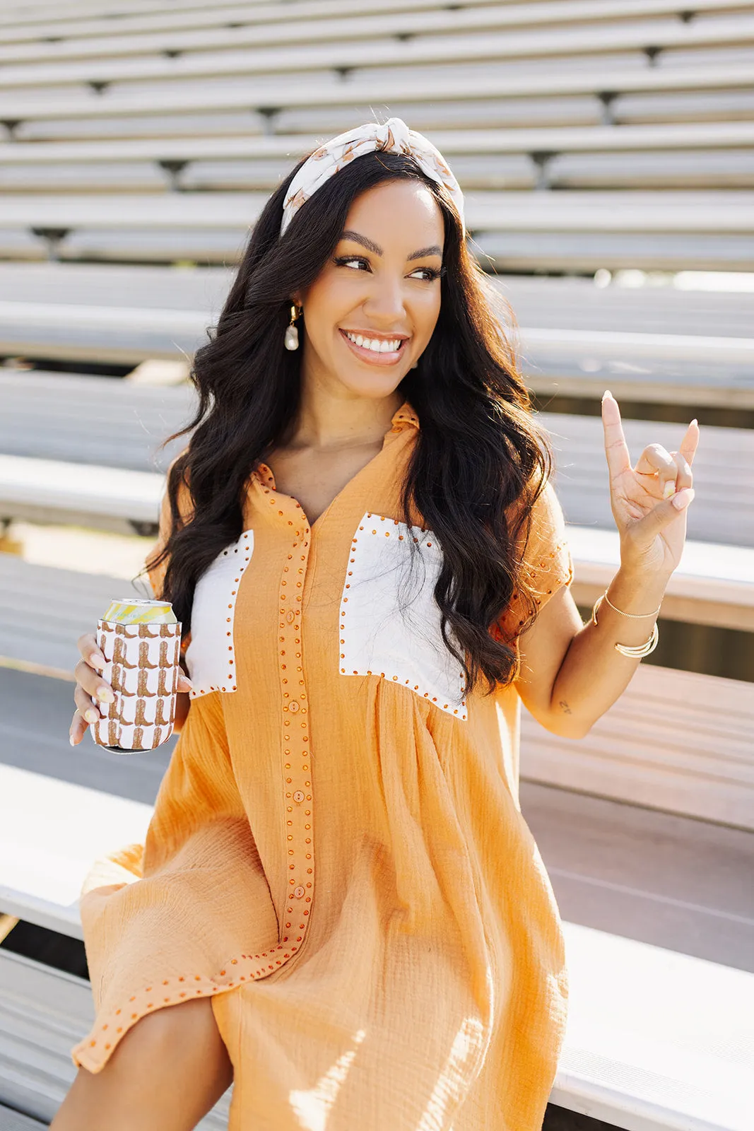 Rush The Field Gauze Dress - Burnt Orange