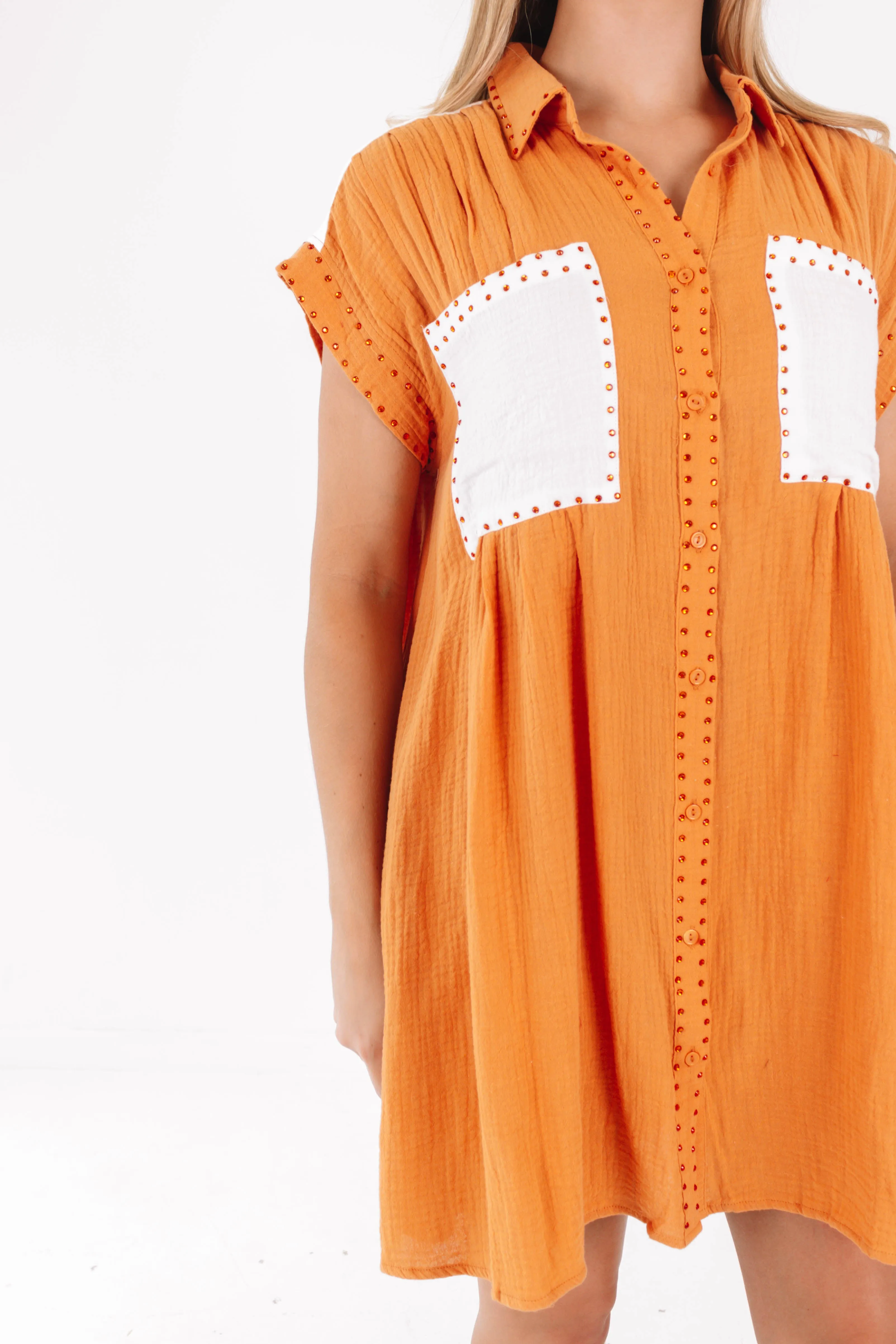 Rush The Field Gauze Dress - Burnt Orange