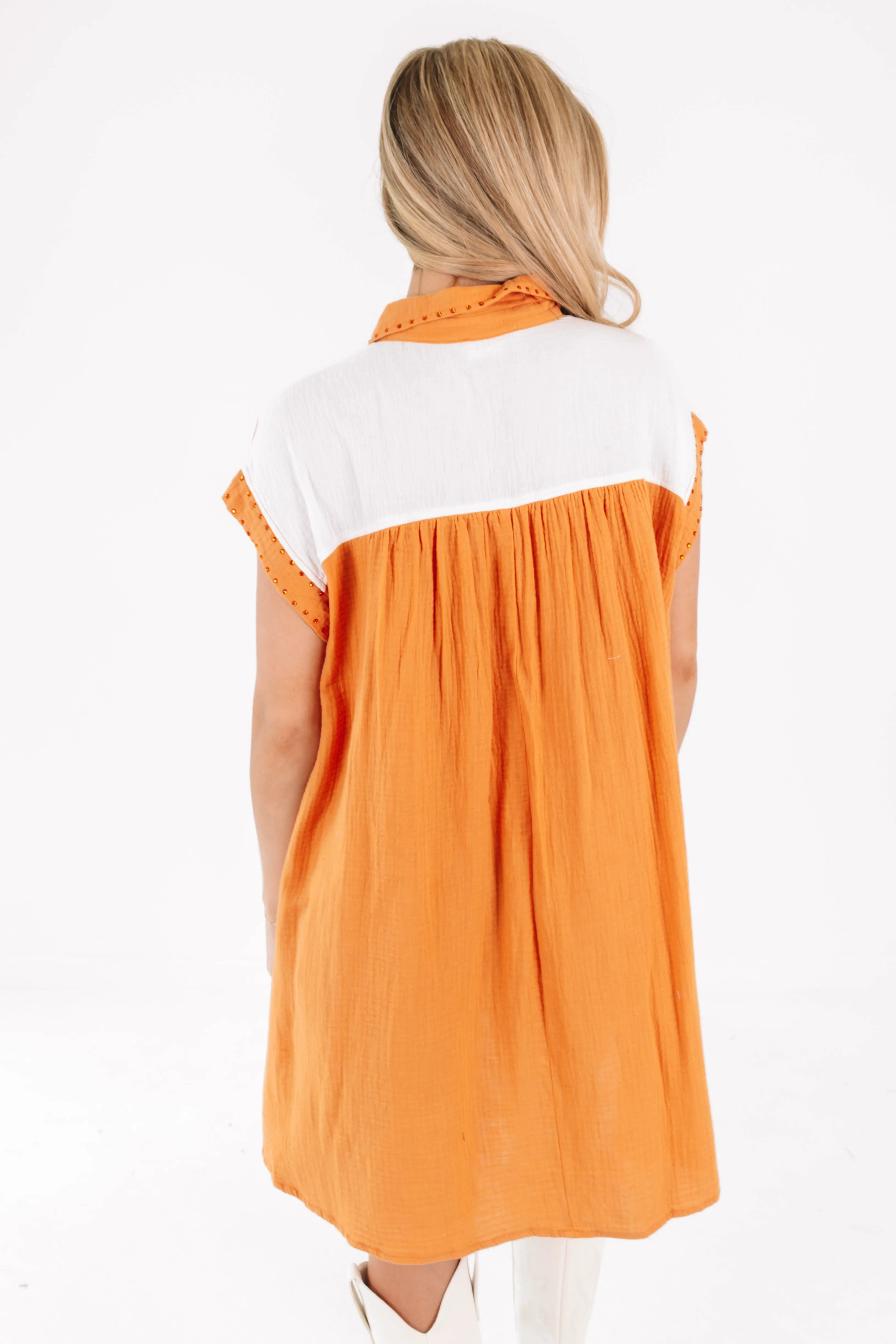 Rush The Field Gauze Dress - Burnt Orange