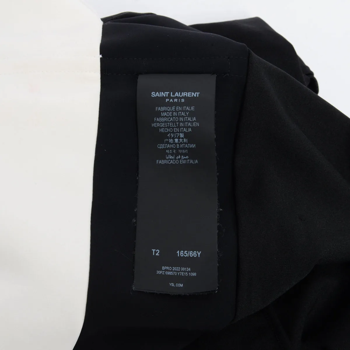 Saint Laurent Black Stretch Satin YSL Cut-Out Jumpsuit T2 (S/M)