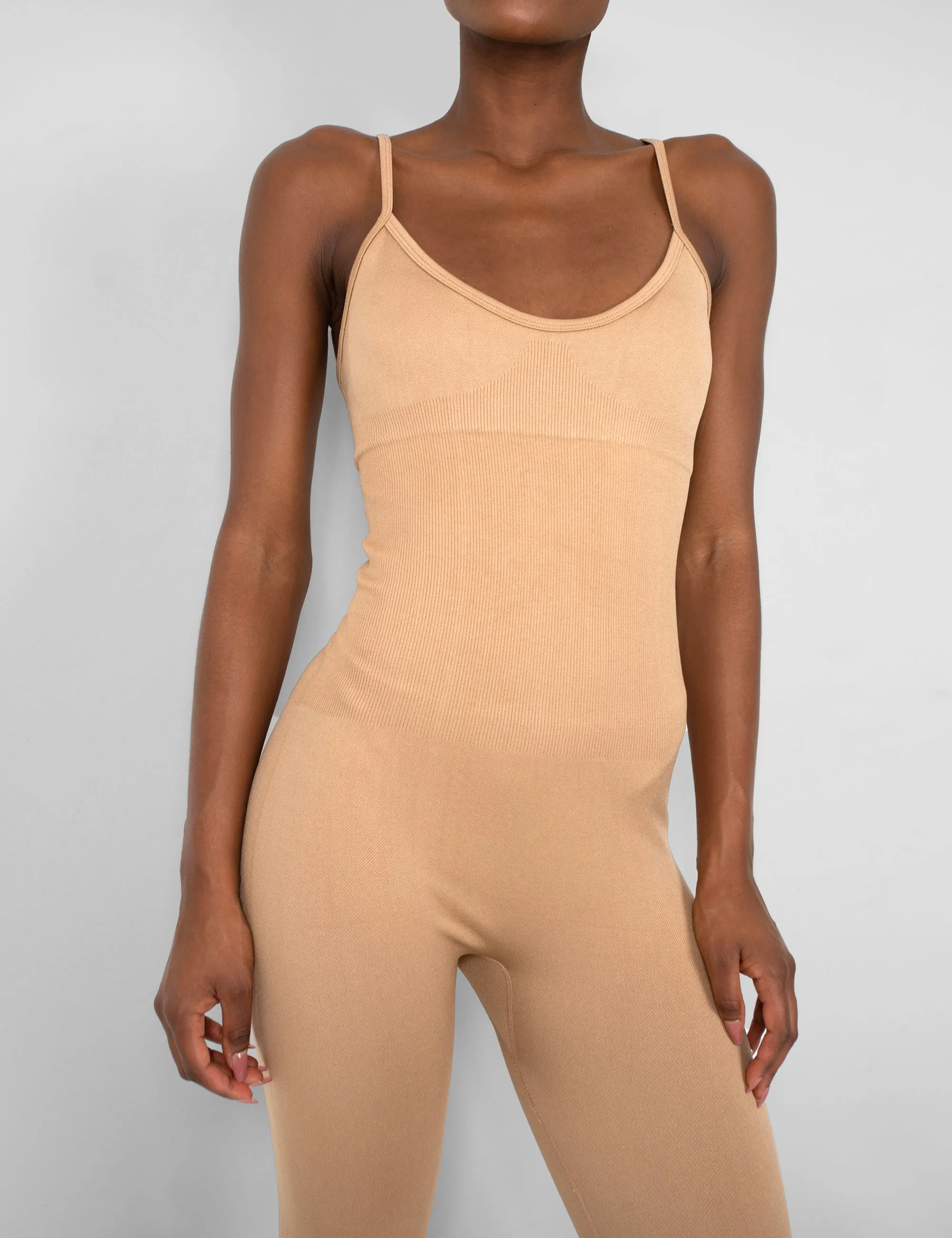 Seamless Unitard Jumpsuit Camel