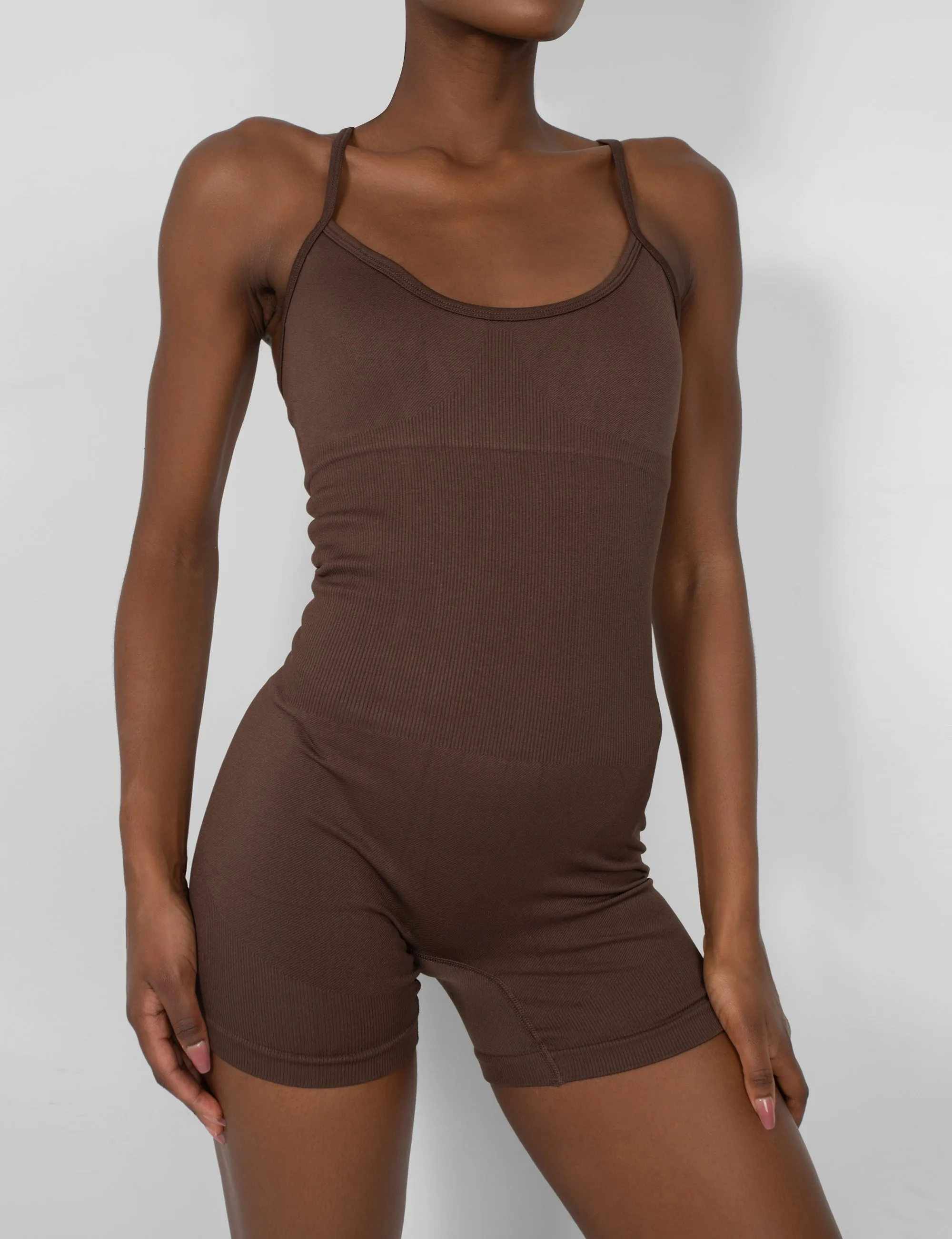 Seamless Unitard Playsuit Brown