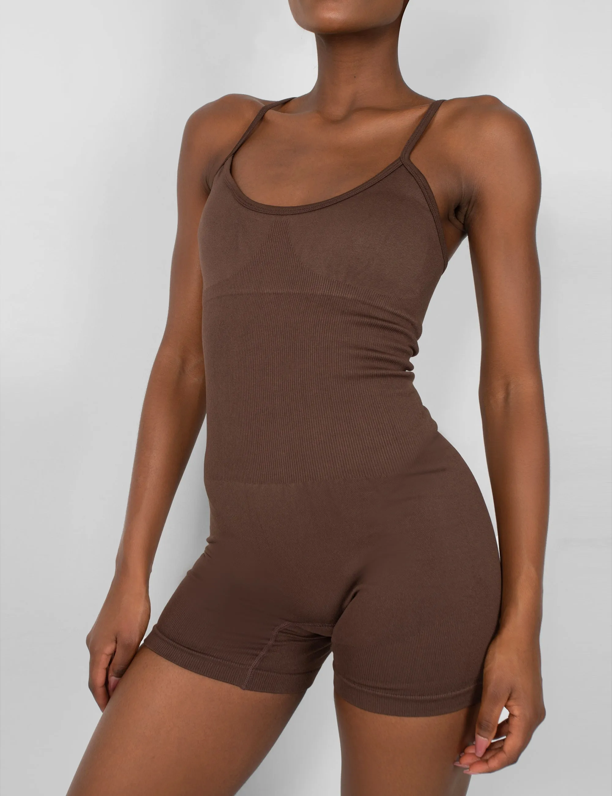 Seamless Unitard Playsuit Brown