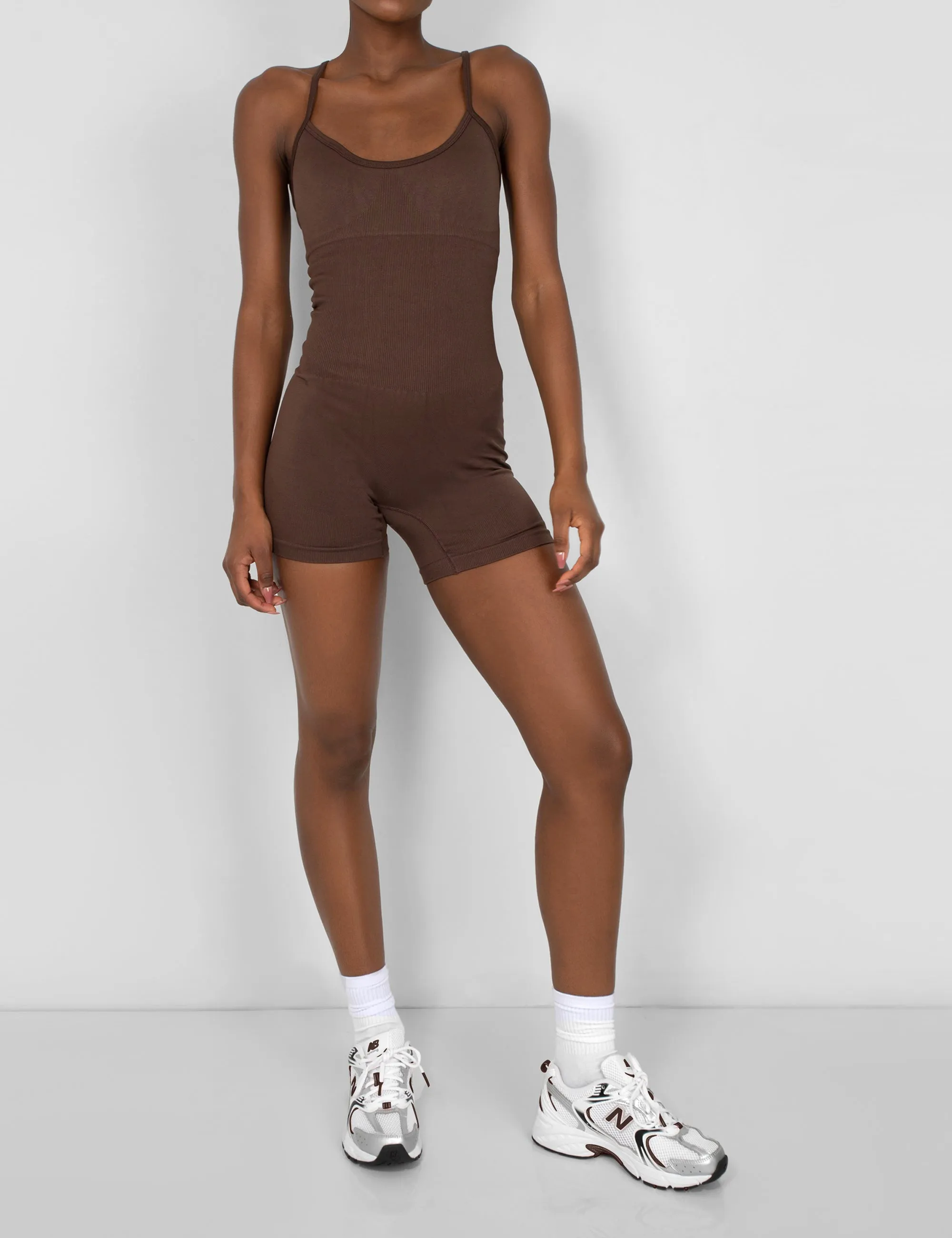 Seamless Unitard Playsuit Brown