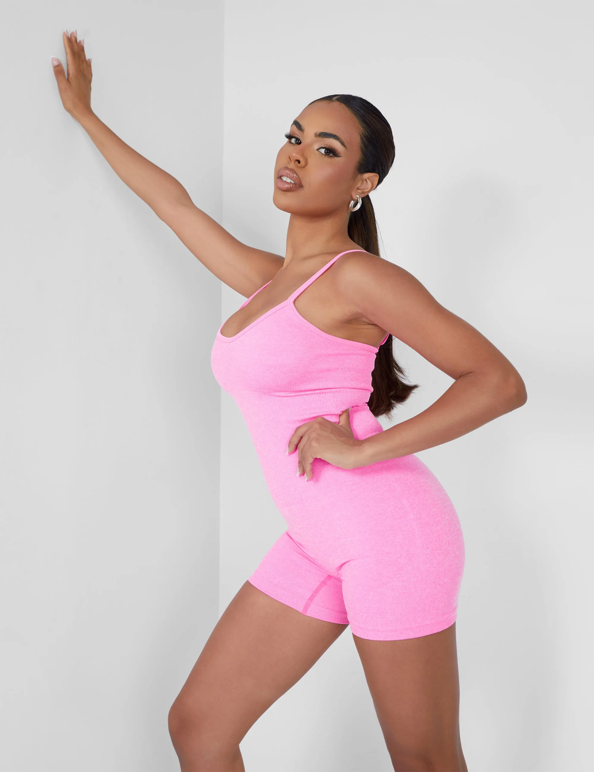 Seamless Unitard Playsuit Pink