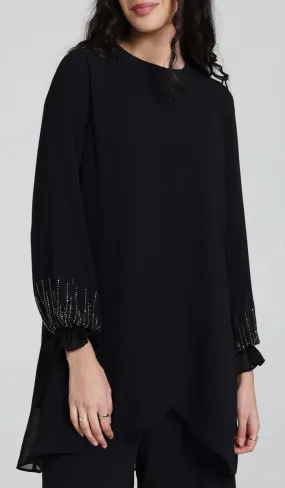 Seema Dressy Long Modest Tunic - Black