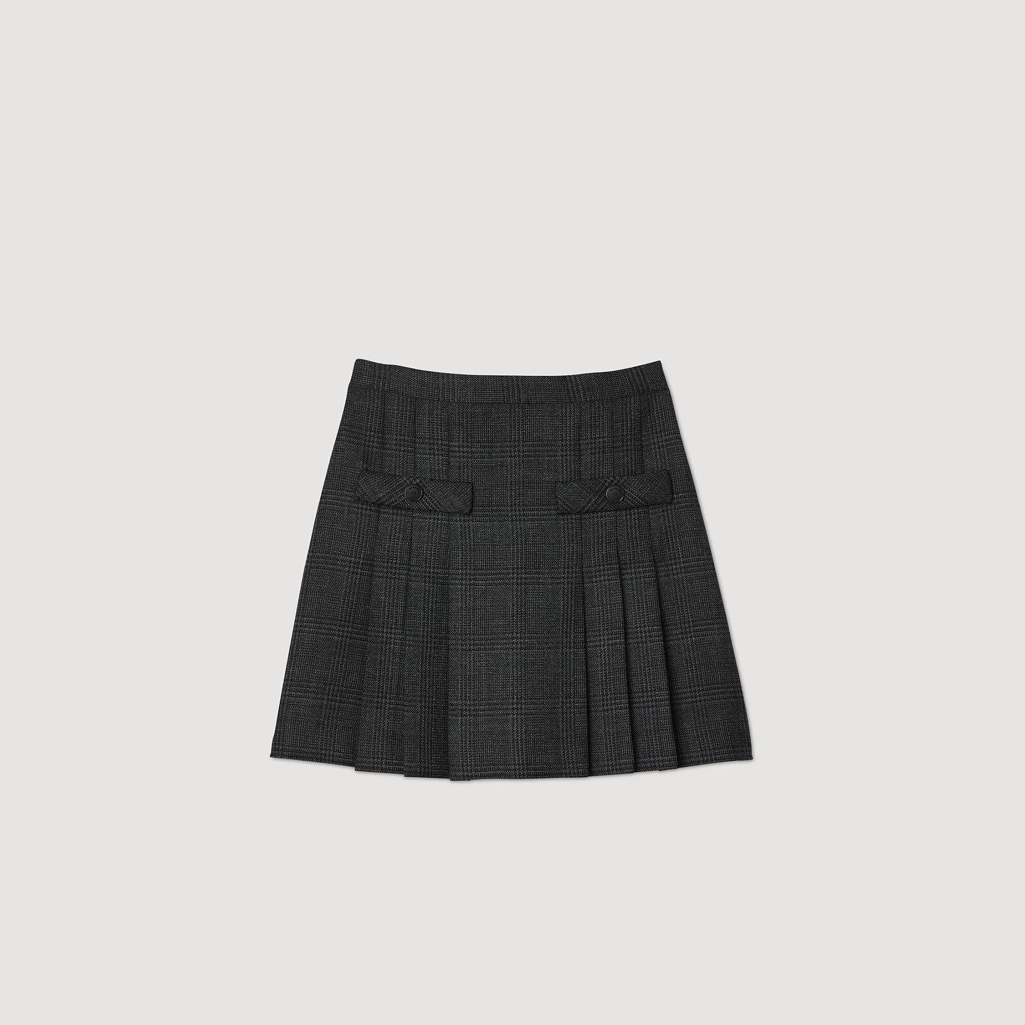 Short Checked Pleated Skirt