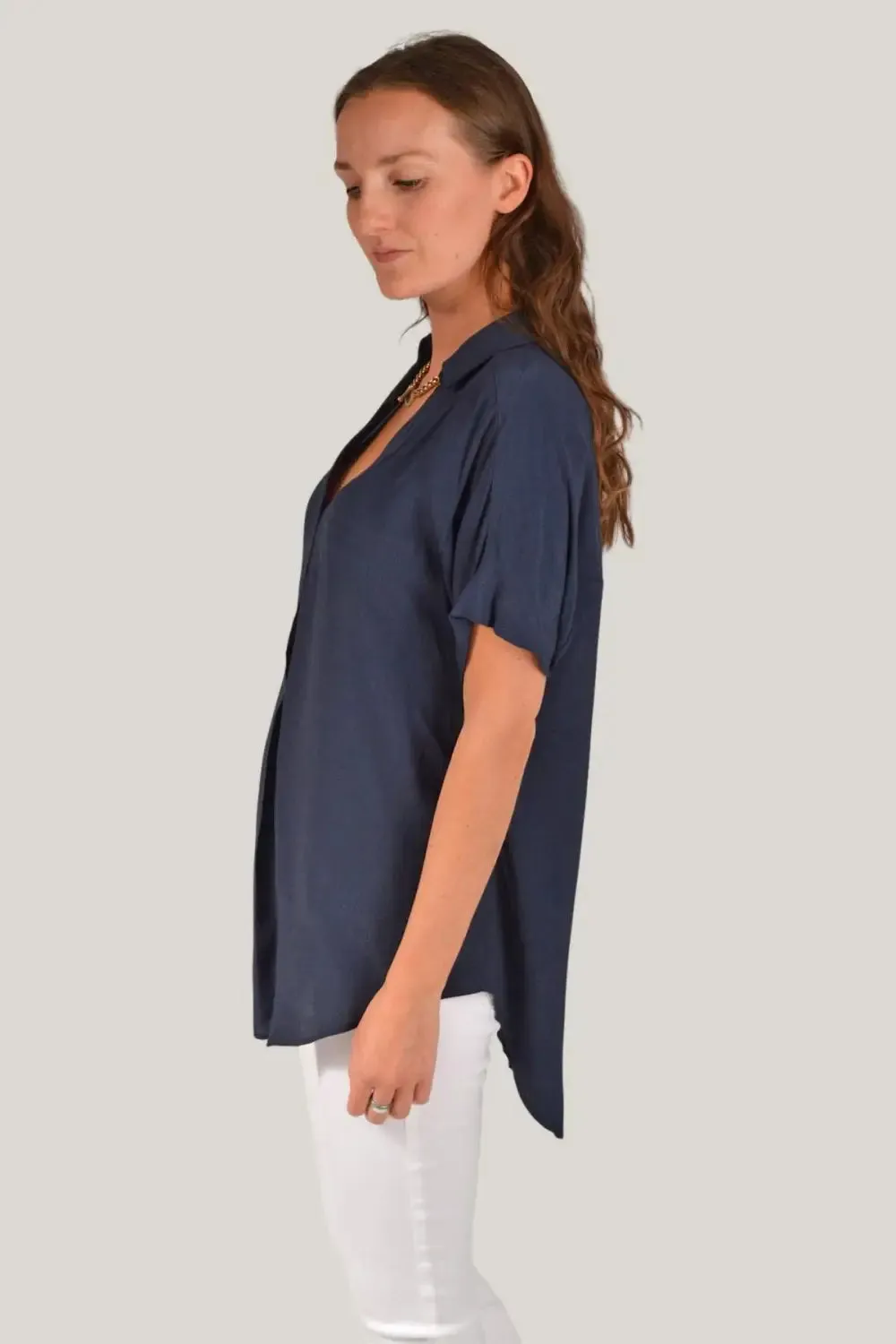 Short Sleeve Pleat Front Top