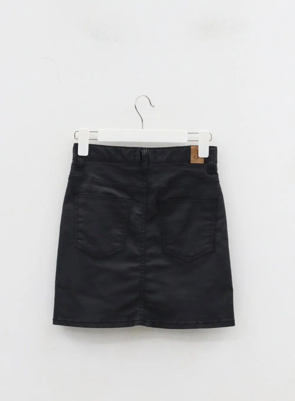 Side Slit Faux Leather Skort IJ319