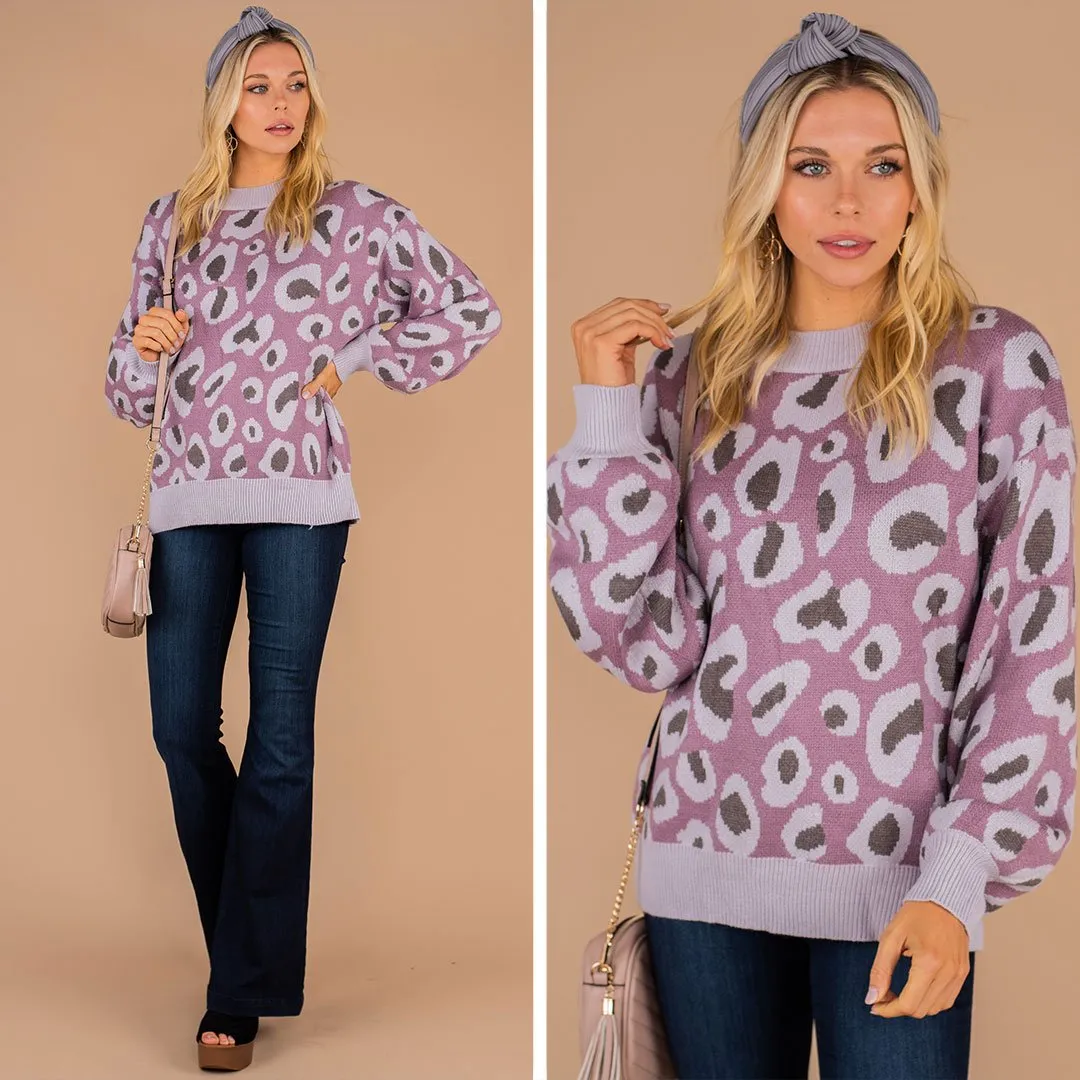 Stay By Your Side Mauve Pink Leopard Sweater