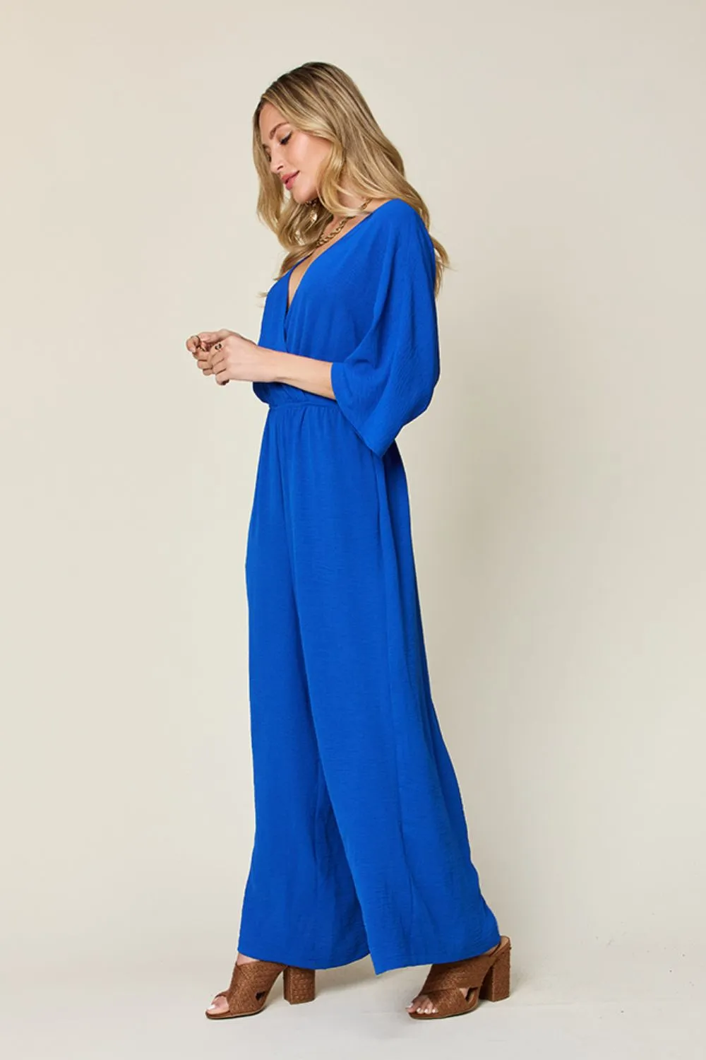 Surplice Wide Leg Jumpsuit with Pockets [Online Exclusive]