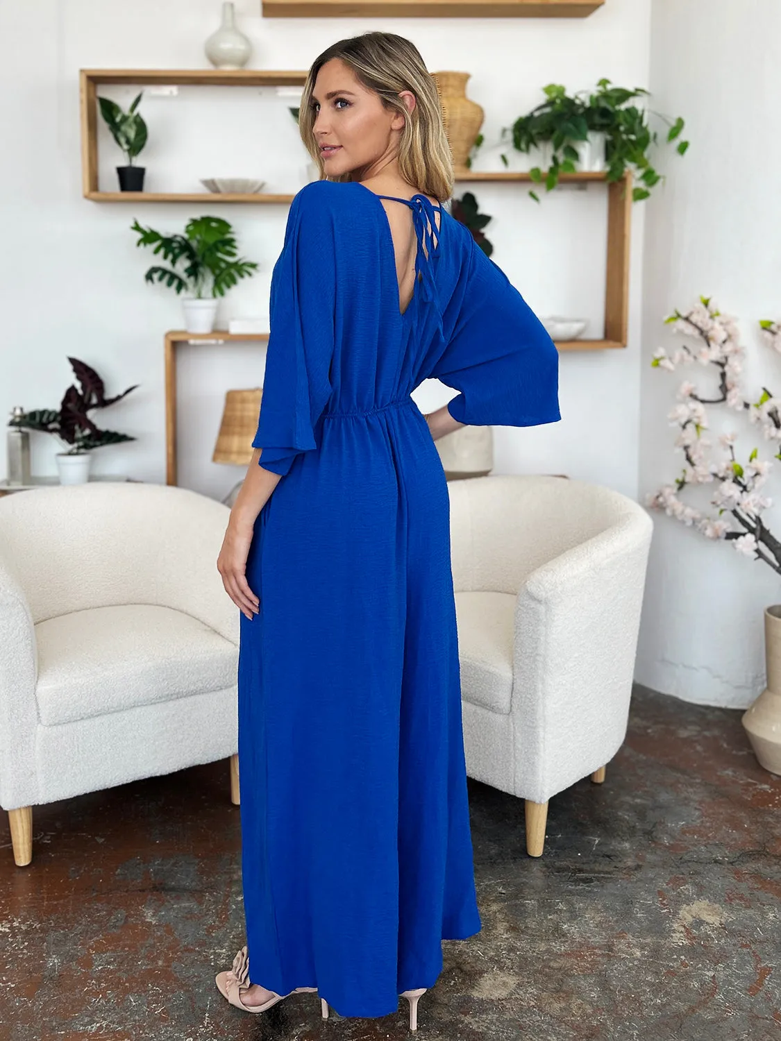 Surplice Wide Leg Jumpsuit with Pockets [Online Exclusive]