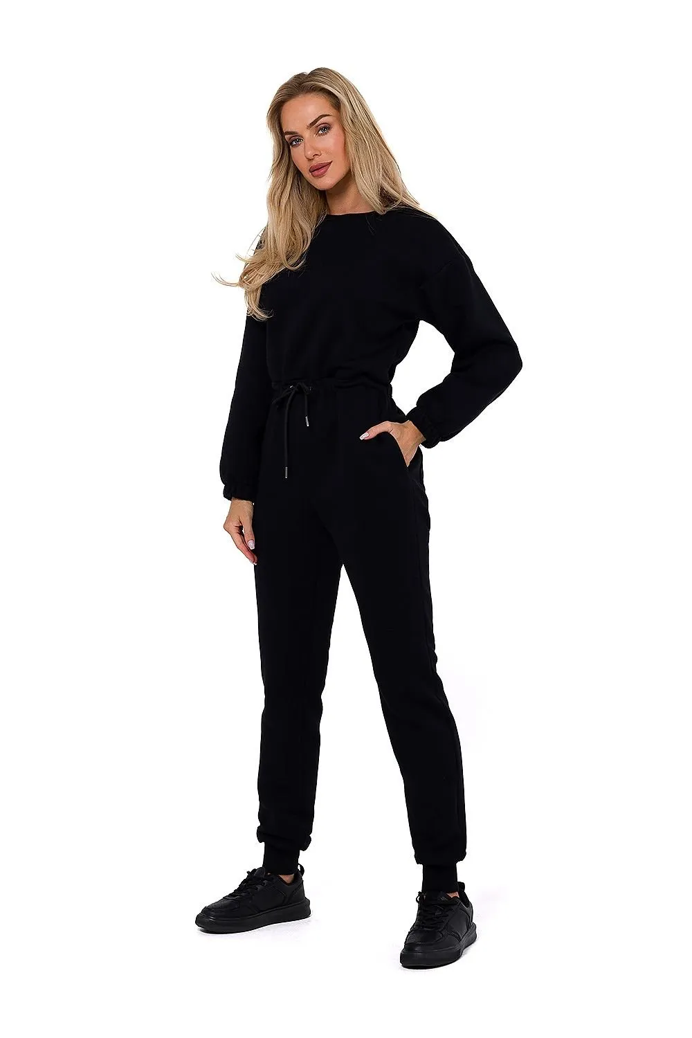 TEEK - Drawstring Waist Sweatsuit Jumpsuit