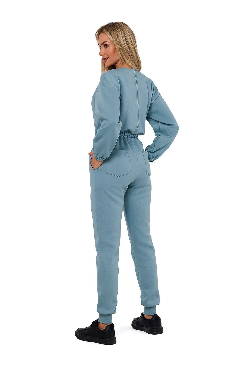 TEEK - Drawstring Waist Sweatsuit Jumpsuit