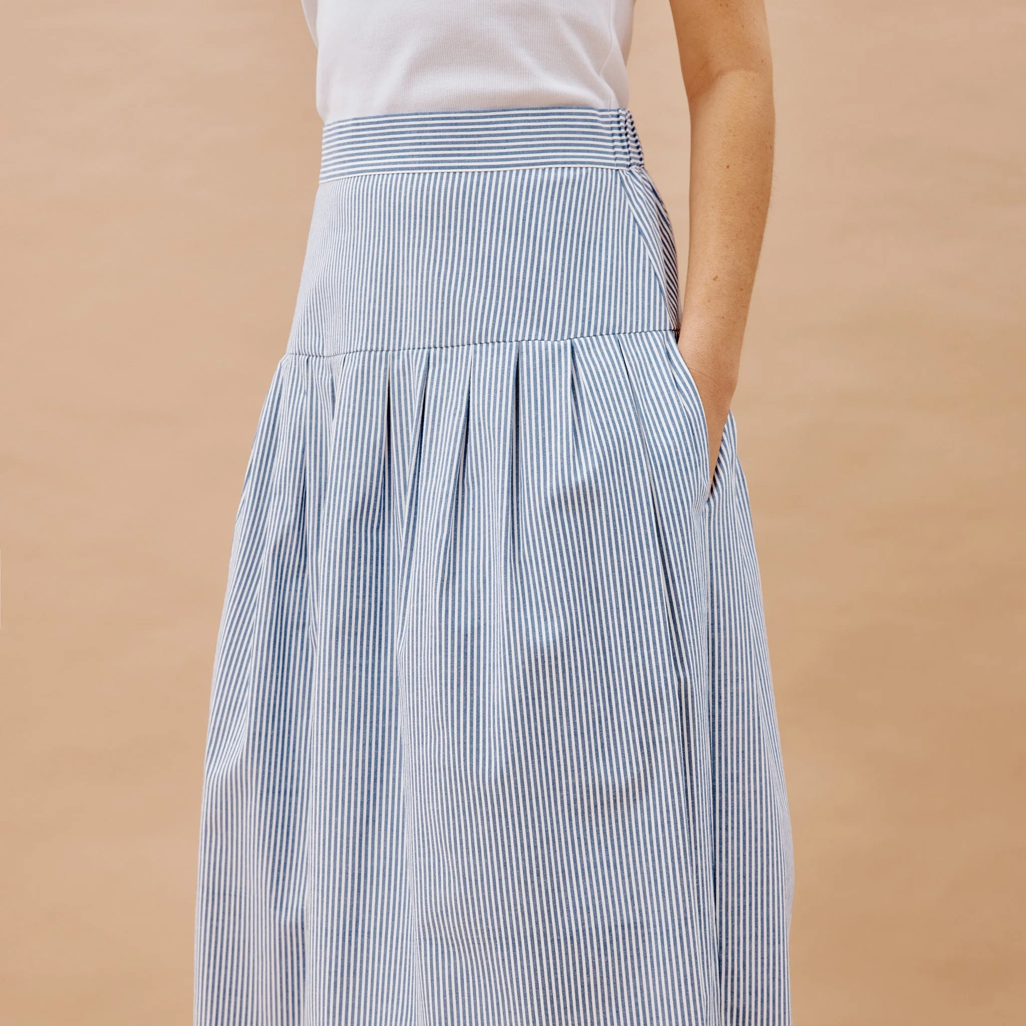 Ticking Stripe Drop Waist Skirt by Albaray