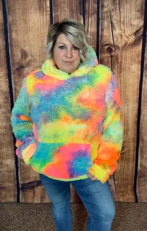 Tie Dye Sherpa Pullover Hoodie