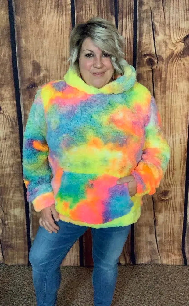 Tie Dye Sherpa Pullover Hoodie