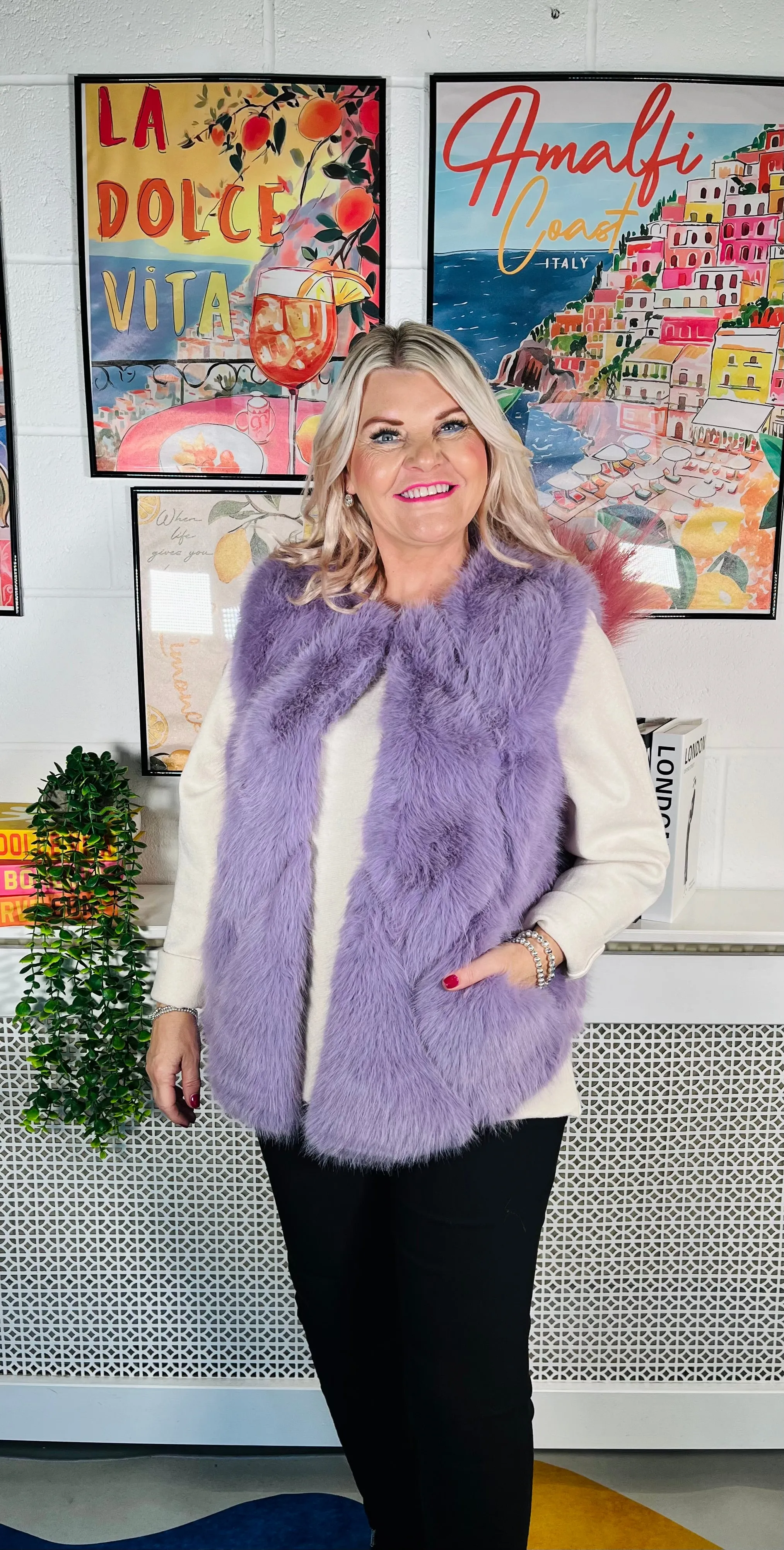 Tiffany Faux Fur Gilet - Lilac