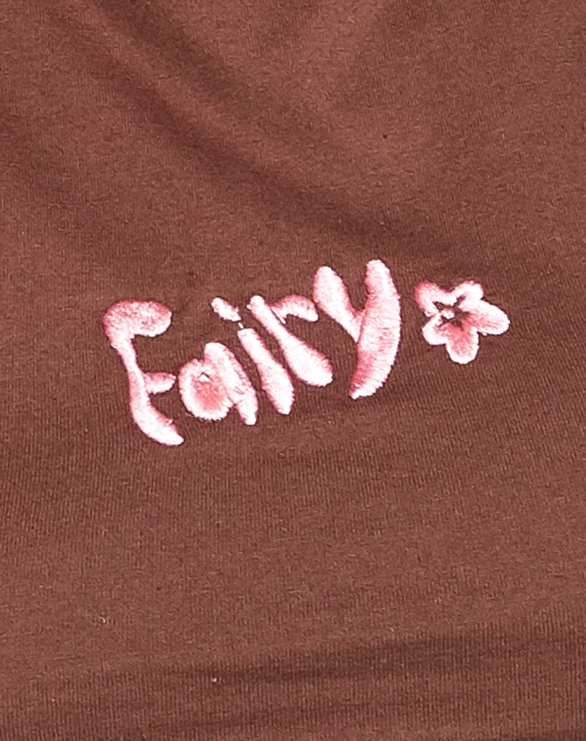 Tindy Crop Top in Deep Mahogany Fairy Pink Embro