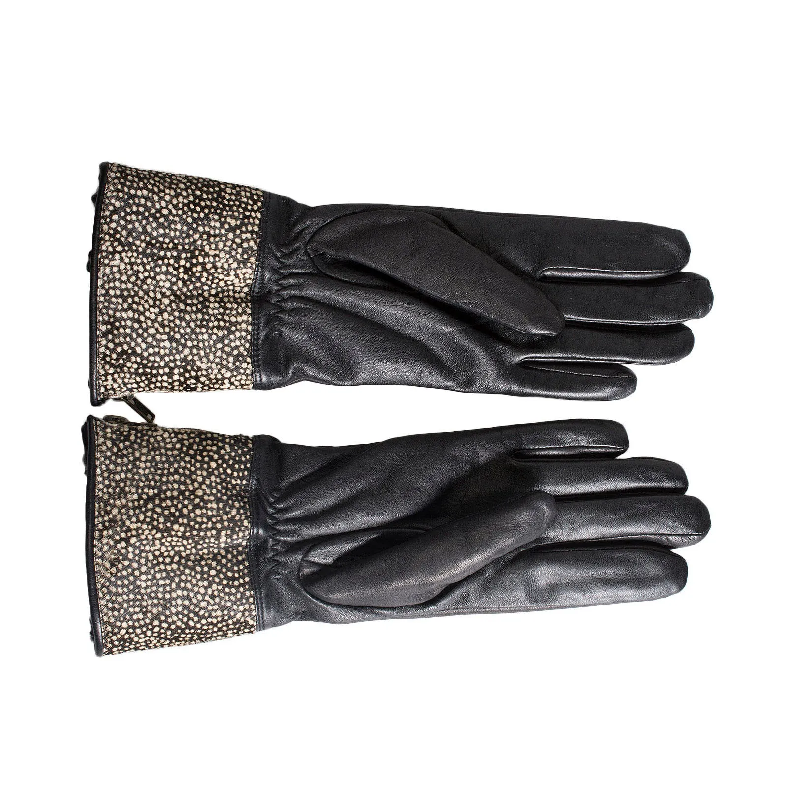 UGG Animal Print Smart Leather Black Gloves - Women's