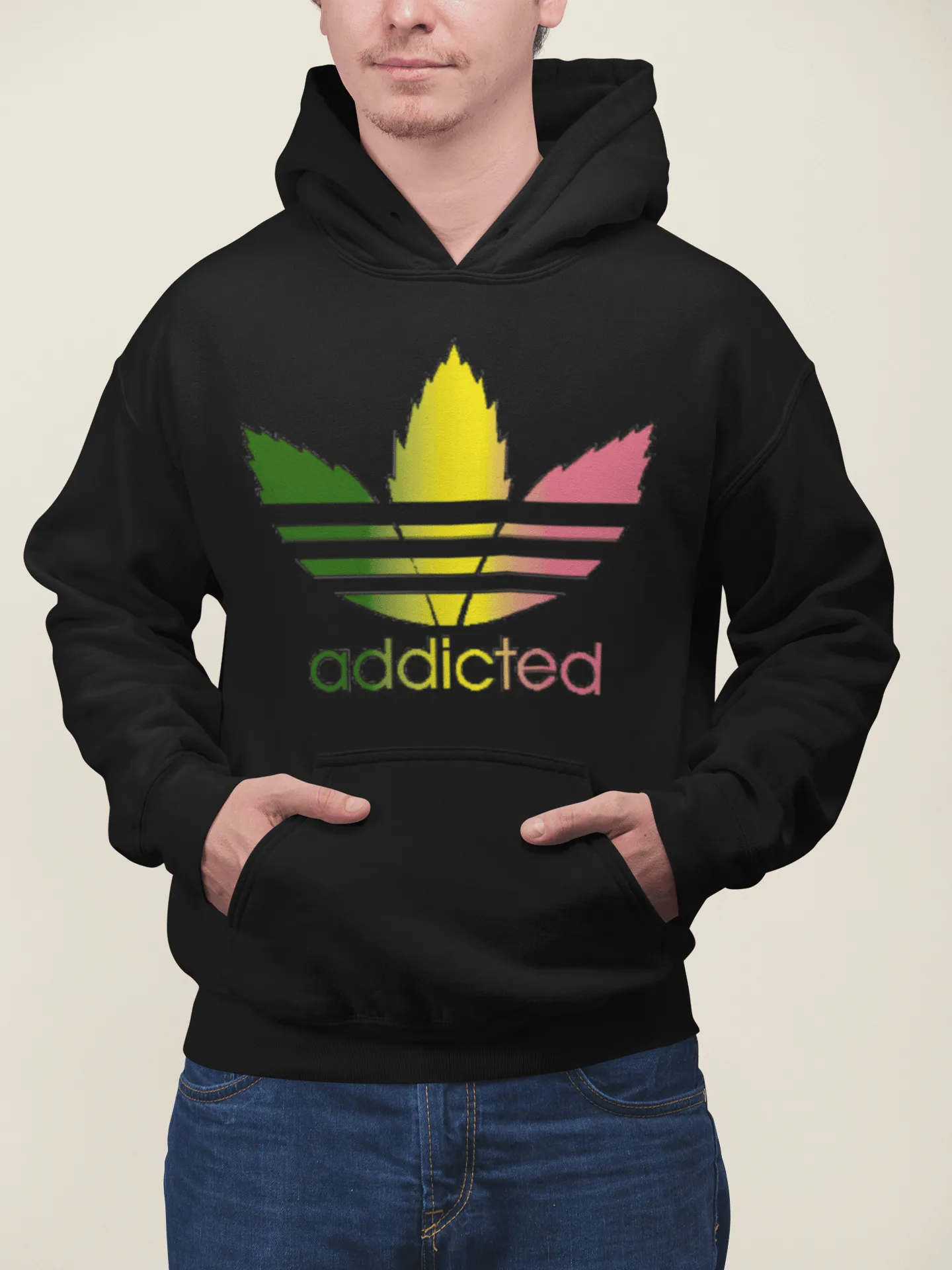 Ultra Soft Midweight Hoodie Addicted Rasta Leaf Blended Cotton Pullover