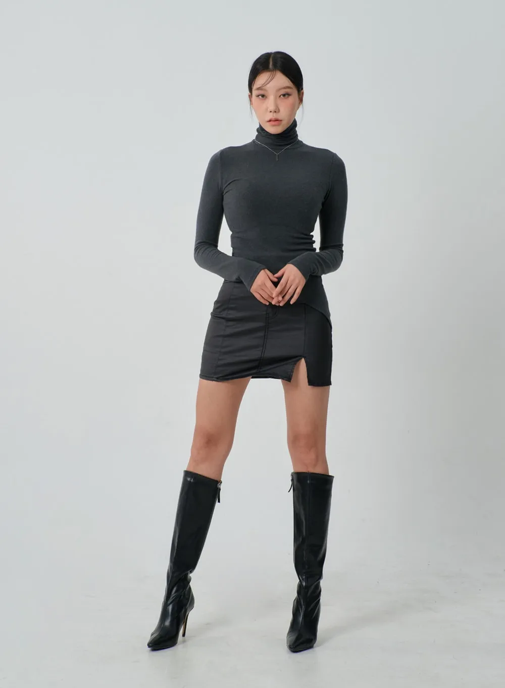 Unbalanced Long Sleeve Turtleneck IJ319