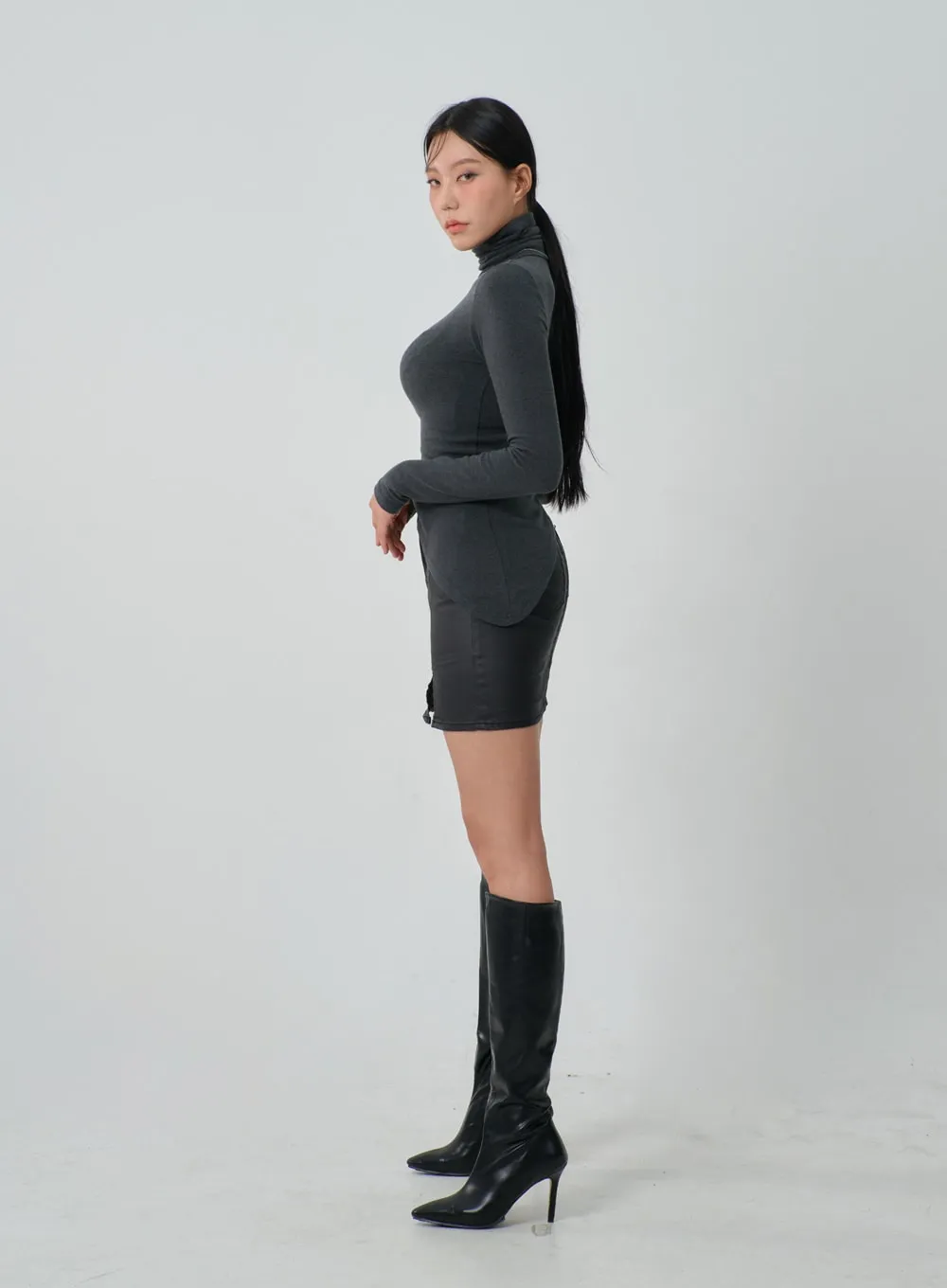 Unbalanced Long Sleeve Turtleneck IJ319