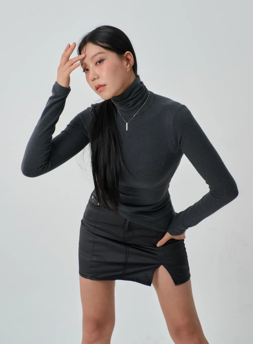 Unbalanced Long Sleeve Turtleneck IJ319