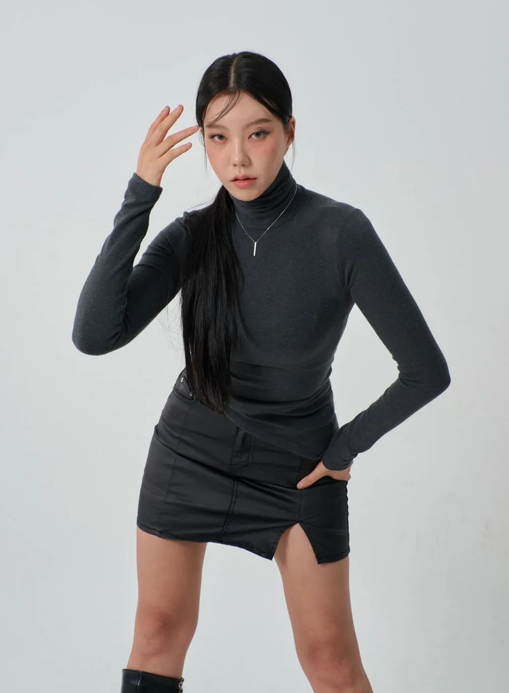 Unbalanced Long Sleeve Turtleneck IJ319