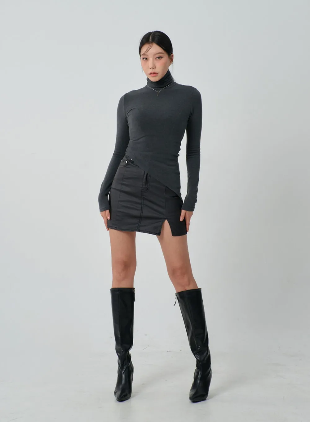 Unbalanced Long Sleeve Turtleneck IJ319