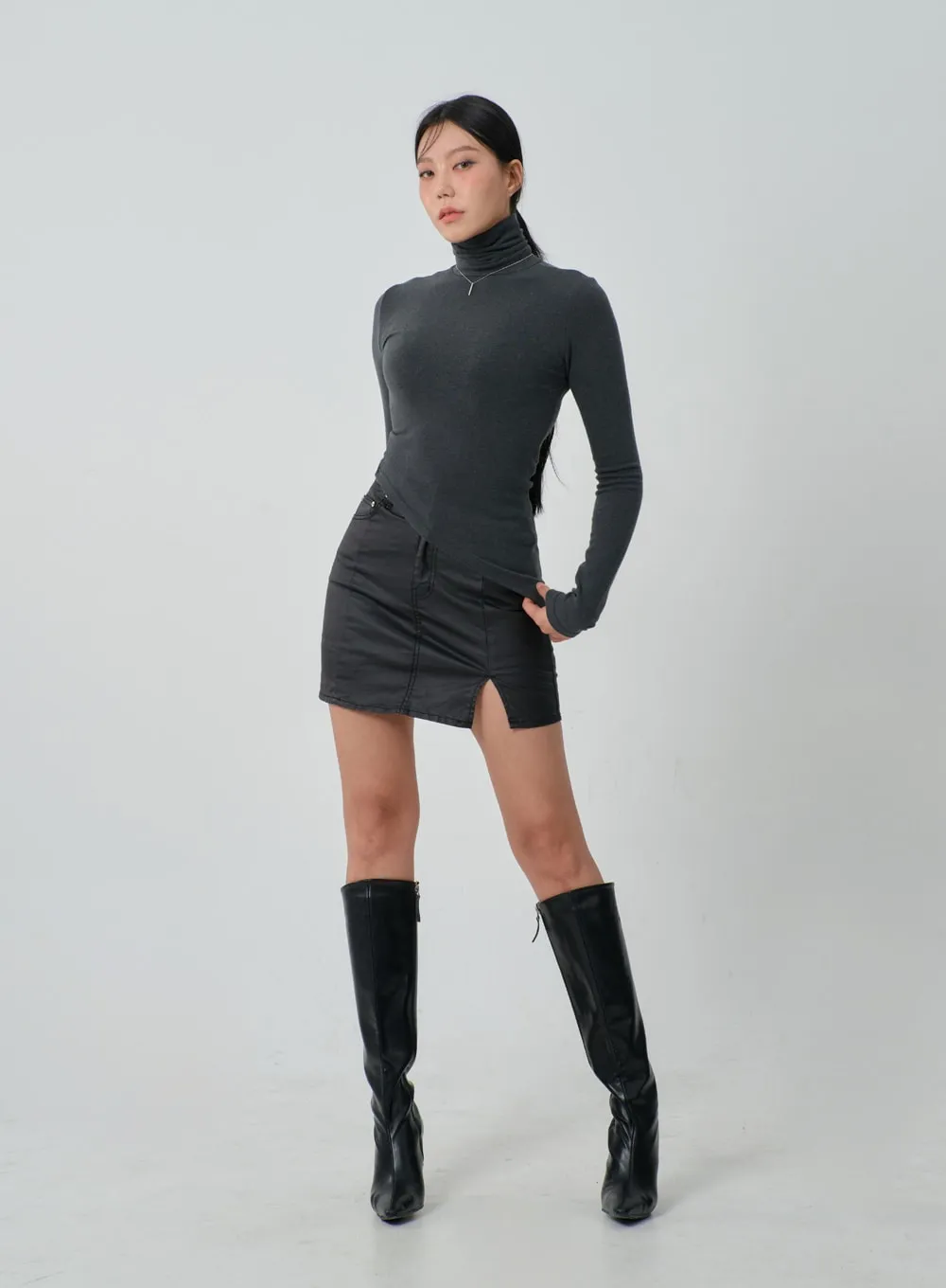 Unbalanced Long Sleeve Turtleneck IJ319